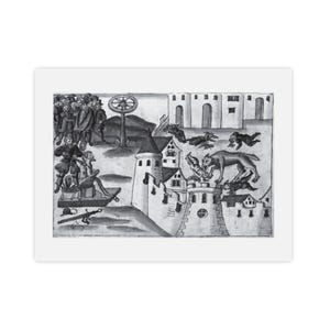 Werewolf Attack, broadsheet from the Wickiana (Geneva, 1580), circa 15 — Antique circa 1587 Print, Museum-Grade Matte Poster, Vintage Engrav image 4
