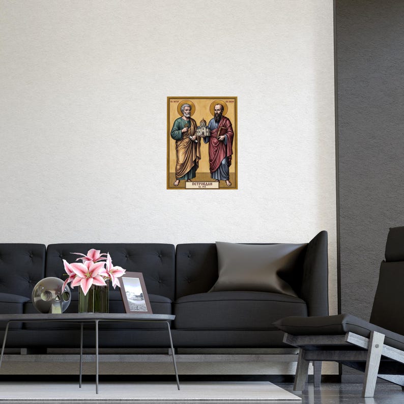 Sveti Petar i Pavle Orthodox Icon Poster, Saints Peter and Paul, Serbian Apostles, Petrovdan, Pravoslavna Ikona, Wall Art image 5