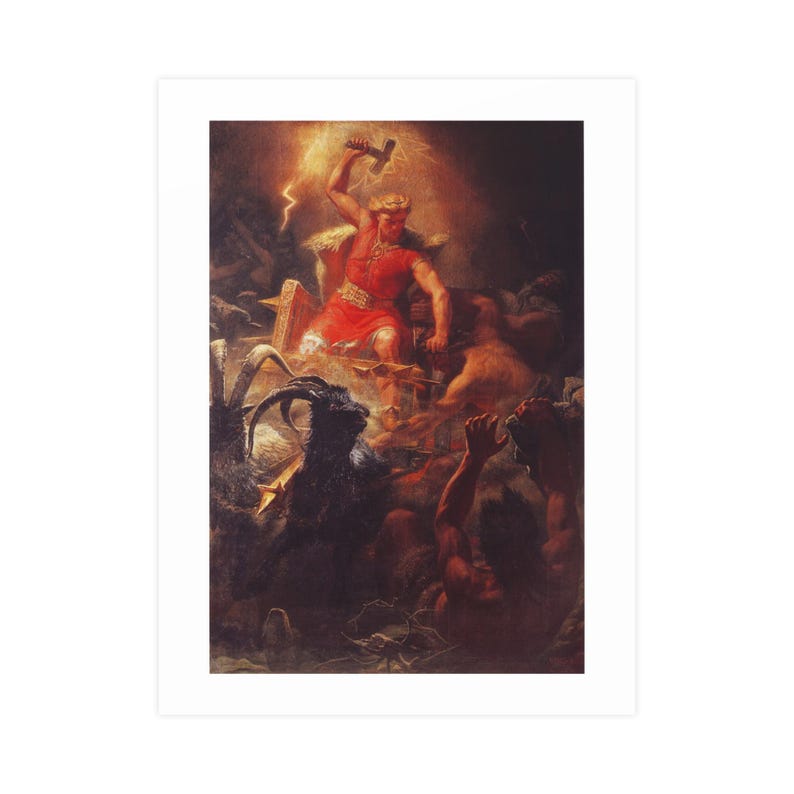 Thor's Battle Against the Jötnar (1872) by Mårten Eskil Winge — Antique 1872 Print, Museum-Grade Matte Poster, Vintage Engraving Wall Art image 1
