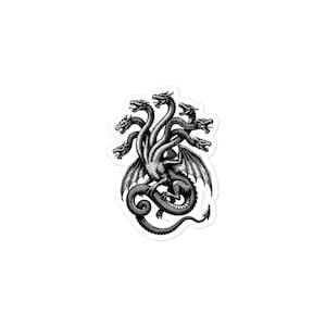 Aždaja Slavic Dragon Sticker, Seven-Headed Serpent, Folklore Engraving, Dark Academia Decal, Occult Bestiary Art, Gothic Vinyl Sticker