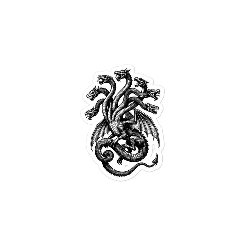 Aždaja Slavic Dragon Sticker, Seven-Headed Serpent, Folklore Engraving, Dark Academia Decal, Occult Bestiary Art, Gothic Vinyl Sticker