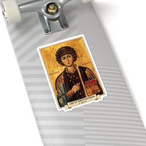Sveti Pantelejmon Kleuricoon Sticker, Heilige Panteleimon de Genezer, Servisch-orthodoxe heilige, Pravoslavna Nalepnica, Gestanst vinyl afbeelding 8