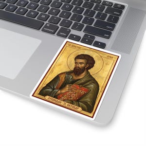 Sveti Apostol Luka Color Icon Sticker, Lukindan, Saint Luke the Evangelist, Serbian Orthodox Saint, Pravoslavna Nalepnica, Die-Cut Vinyl image 5