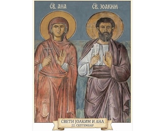 Sveti Joakim i Ana Orthodox Icon Poster, Saints Joachim and Anna, Serbian Saints Matte Art Print, Pravoslavna Ikona, Wall Art