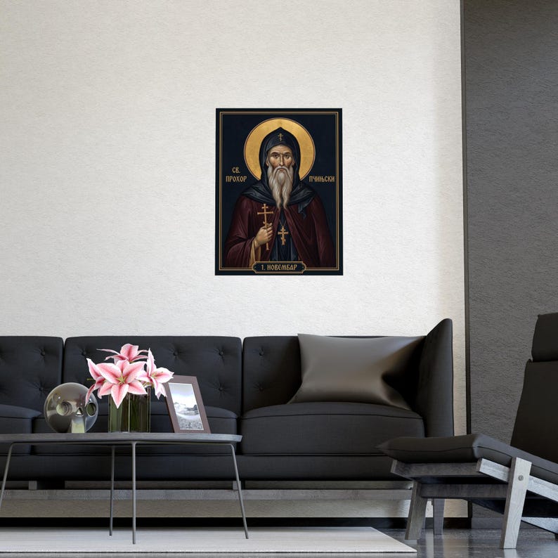 Sveti Prohor Pčinjski Orthodox Icon Poster, Saint Prohor of Pcinja, Serbian Hermit Saint Matte Art Print, Pravoslavna Ikona, Wall Art image 3