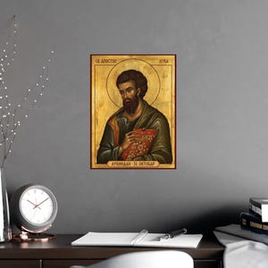 Sveti Apostol Luka Orthodox Icon Poster, Lukindan, Saint Luke the Evangelist, Serbian Saint Matte Art Print, Pravoslavna Ikona, Wall Art Bild 6