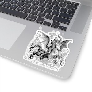 Pegatina de Eligos, Demonio de Ars Goetia, Llave Menor de Salomón, Grabado del Diccionario Infernal, Calcomanía de vinilo Ocultismo Dark Academia 3"x3" imagen 5
