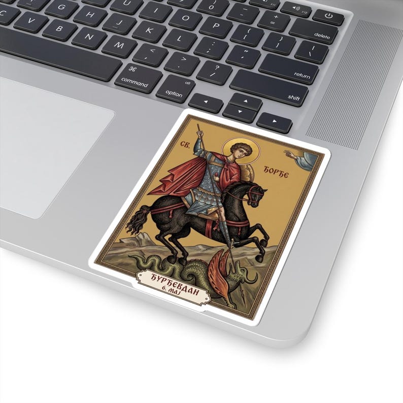 Sveti Đorđe Icon Sticker, Saint George the Dragon-Slayer, Serbian Orthodox Saint, Pravoslavna Nalepnica, Die-Cut Vinyl Decal image 5
