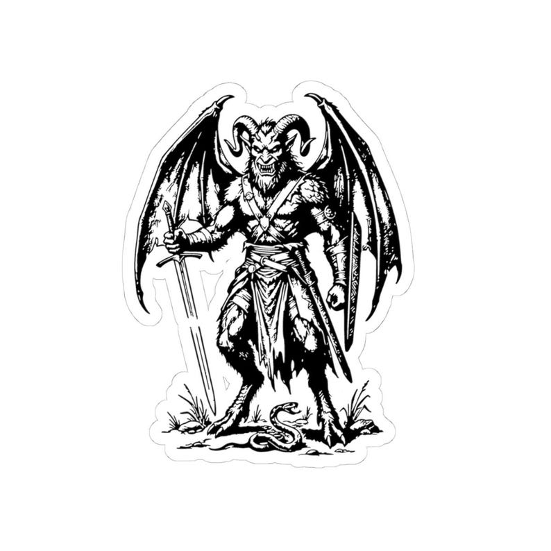 Autocollant Botis, Démon de l'Ars Goetia, Petite Clé de Salomon, Gravure originale, Autocollant vinyle occulte Dark Academia 3"x3" image 4