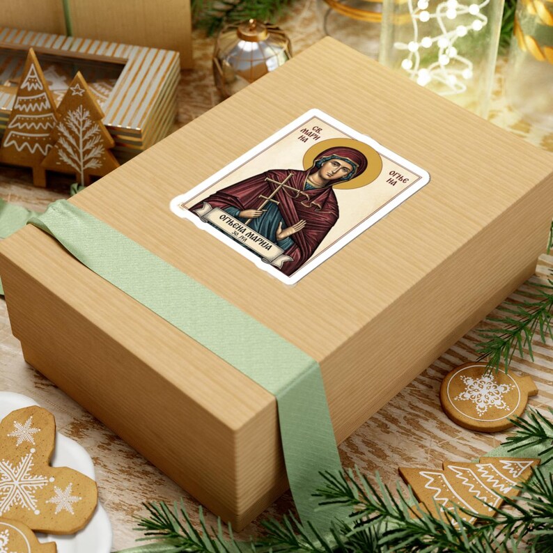 Ognjena Marija Sveta Marina Color Icon Sticker, Serbian Orthodox Saint, Pravoslavna Nalepnica, Die-Cut Vinyl Decal Bild 6