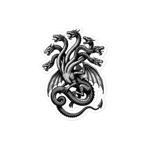 Aždaja Slavic Dragon Sticker, Seven-Headed Serpent, Folklore Engraving, Dark Academia Decal, Occult Bestiary Art, Gothic Vinyl Sticker
