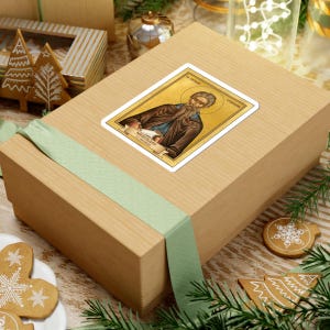 Sveti Kirijak Otšelnik Color Icon Sticker, Miholjdan, Saint Cyriacus the Anchorite, Serbian Orthodox Saint, Pravoslavna Nalepnica, Die-Cut V image 6
