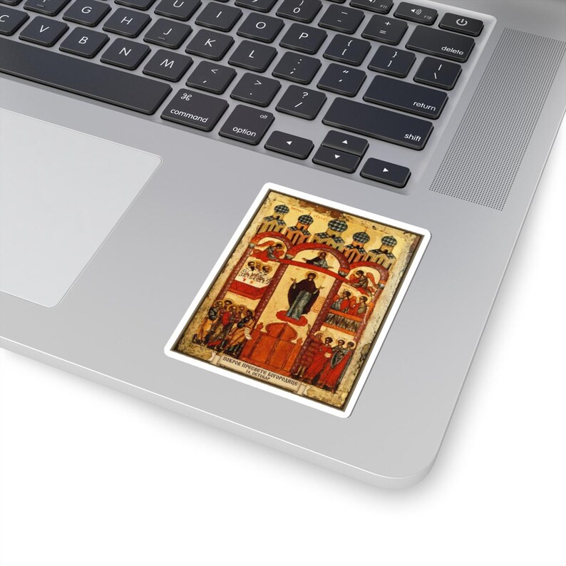 Pokrov Presvete Bogorodice Color Icon Sticker, Protection of the Theotokos, Serbian Orthodox Icon, Pravoslavna Nalepnica, Die-Cut Vinyl image 2