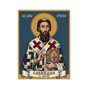 Sveti Sava Orthodox Icon Poster, Serbian Saint Matte Art Print, Pravoslavna Ikona, Savindan Wall Art image 4