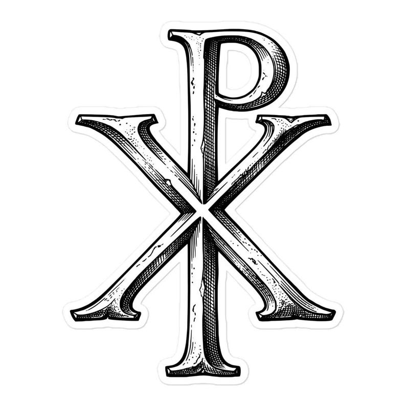 Chi-Rho Sticker, Christogram of Constantine, Early Christian Labarum, Dark Academia, Gothic Vinyl Sticker