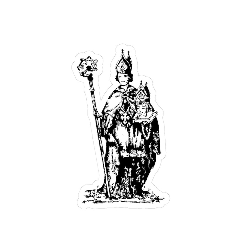 St. Albanus Martyr Sticker, Antique um 1900 Engraving, Vintage Devotional Art, Patron Saint, Dark Academia Vinyl Decal Bild 1