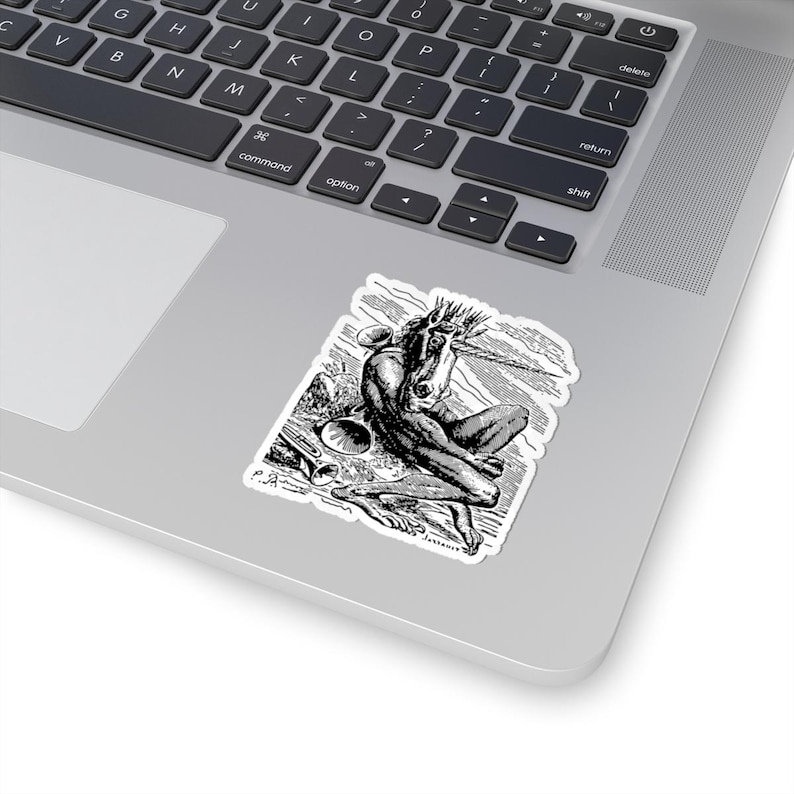 Naklejka Amdusias, Ars Goetia Demon, Lesser Key of Salomon, Dictionnaire Infernal Engraving, Occult Dark Academia Vinyl Decal 3"x3" zdjęcie 2