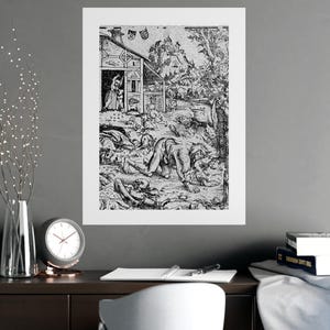 The Werewolf (c.1512), woodcut attributed to Lucas Cranach the Elder ( — Antique 1512 Print, Museum-Grade Matte Poster, Vintage Engraving Wa image 2