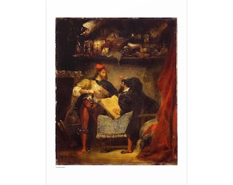 Mefistófeles en el aire / Fausto y Mefistófeles (1826 — Grabado antiguo de 1826-1828, póster mate de calidad museística, grabado vintage para pared)