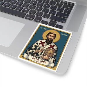 Sveti Sava Icon Sticker, Serbian Orthodox Saint, First Archbishop, Pravoslavna Nalepnica, Die-Cut Vinyl Decal image 5
