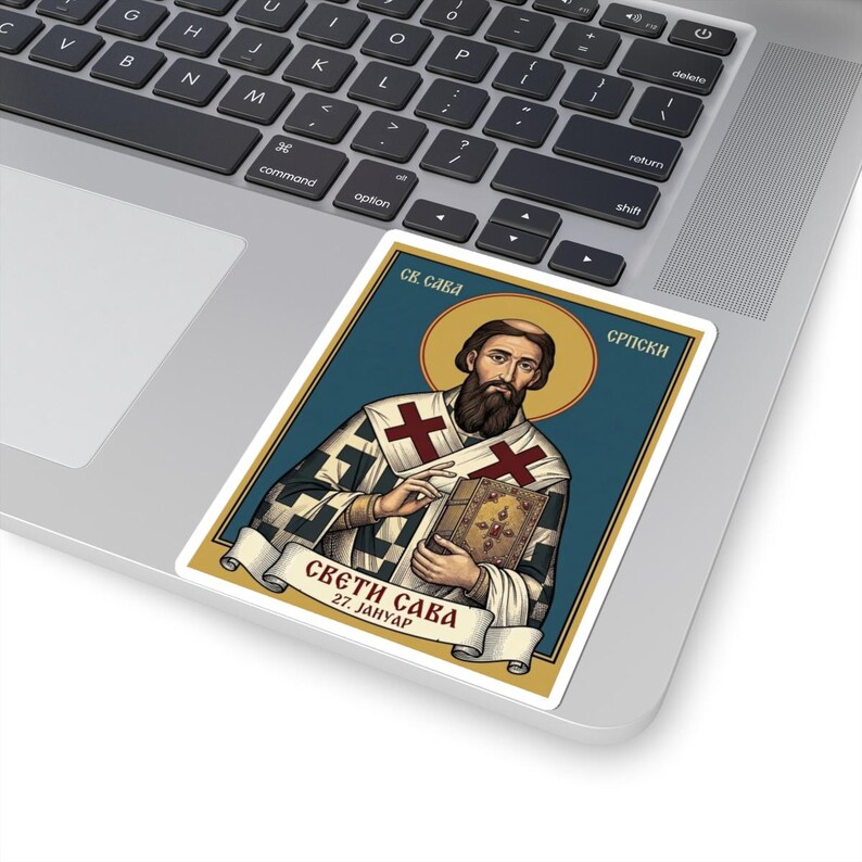 Sveti Sava Icon Sticker, Serbian Orthodox Saint, First Archbishop, Pravoslavna Nalepnica, Die-Cut Vinyl Decal image 5