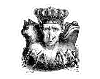 Bael Sticker, Ars Goetia Demon, Lesser Key of Solomon, Dictionnaire Infernal Engraving, Occult Dark Academia Vinyl Decal 3"x3"
