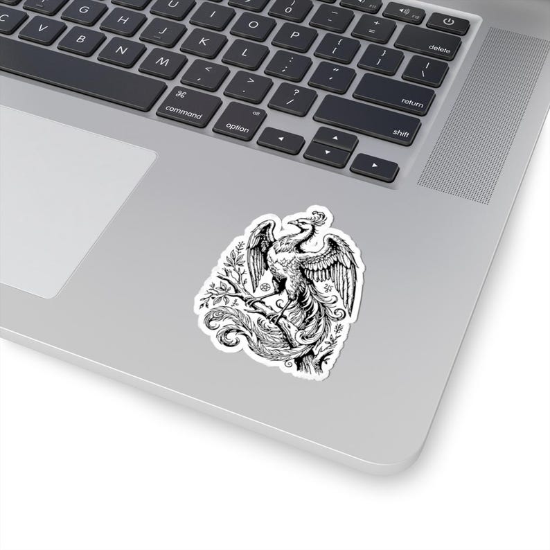 Phenex Sticker, Ars Goetia Demon, Lesser Key of Solomon, Original Engraving Art, Occult Dark Academia Vinyl Decal 3"x3" image 2