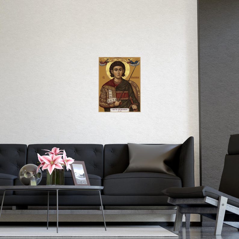 Sveti Prokopije Orthodox Icon Poster, Saint Procopius Warrior Saint, Serbian Matte Art Print, Pravoslavna Ikona, Wall Art image 5