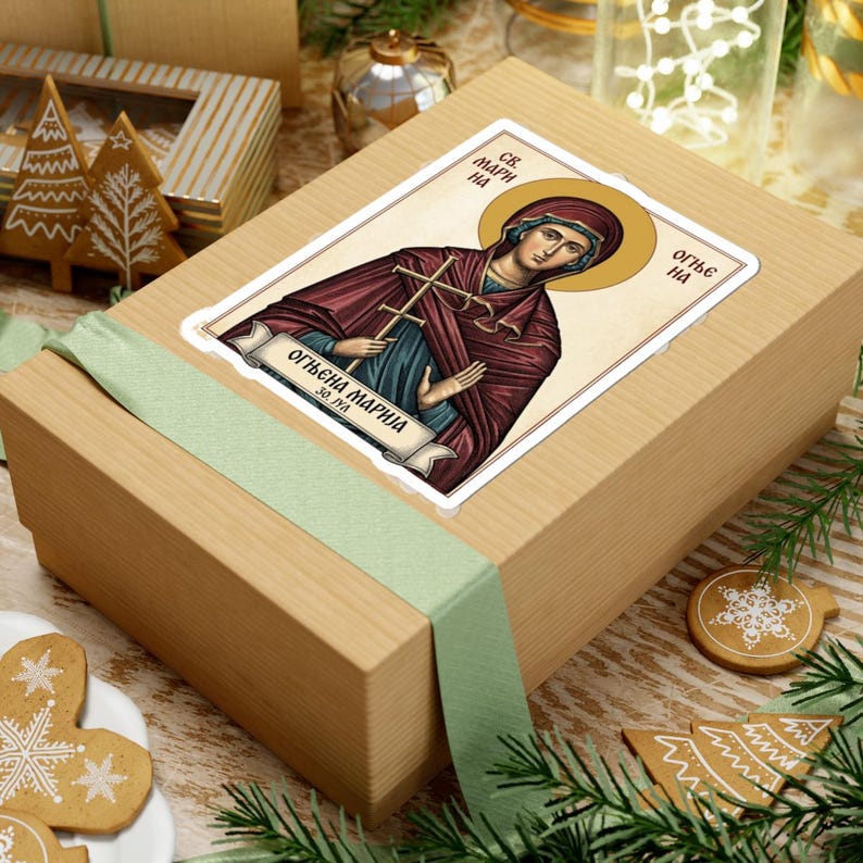 Ognjena Marija Sveta Marina Color Icon Sticker, Serbian Orthodox Saint, Pravoslavna Nalepnica, Die-Cut Vinyl Decal Bild 9