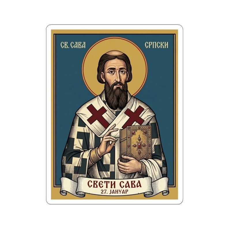 Sveti Sava Icon Sticker, Serbian Orthodox Saint, First Archbishop, Pravoslavna Nalepnica, Die-Cut Vinyl Decal image 7