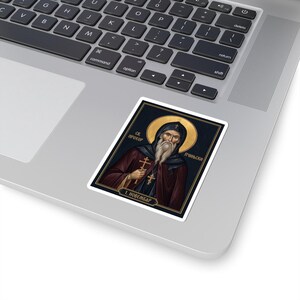Sveti Prohor Pčinjski kolorowa ikona naklejki, święty Prohor z Pcinji, serbski prawosławny pustelnik, Pravoslavna Nalepnica, wycinany winyl zdjęcie 2