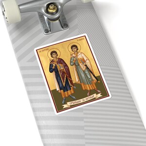 Adesivo icona a colori Sveti Sergije i Vakho, Srđevdan, Santi Sergio e Bacco, Santi serbi ortodossi, Pravoslavna Nalepnica, Vinile fustellato immagine 8