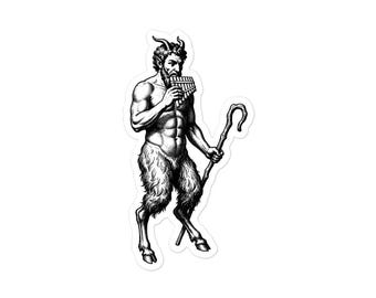 Pan Greek God Sticker, God of the Wild and Panic, Faun Satyr Mythology, Dark Academia, Gothic Vinyl Sticker