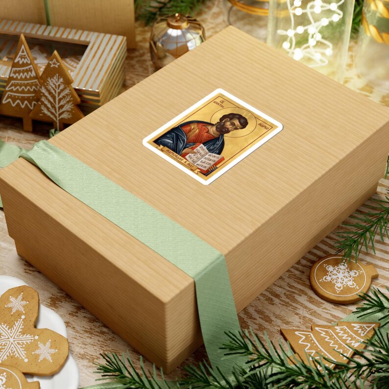 Sveti Apostol Marko Color Icon Sticker, Markovdan, Saint Mark the Evangelist, Serbian Orthodox Saint, Pravoslavna Nalepnica, Die-Cut Vinyl image 3