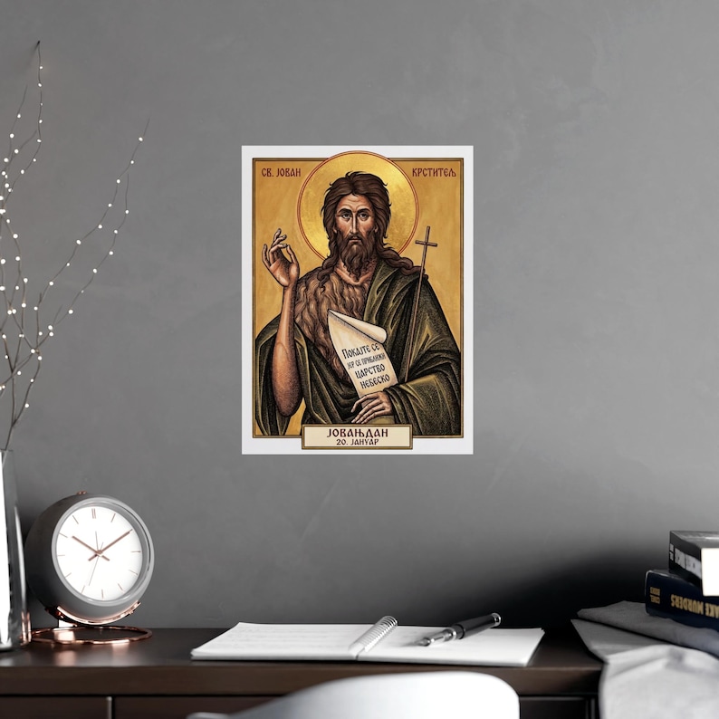 Sveti Jovan Krstitelj Orthodox Icon Poster, Saint John the Baptist, Serbian Saint Matte Art Print, Pravoslavna Ikona, Wall Art Bild 6