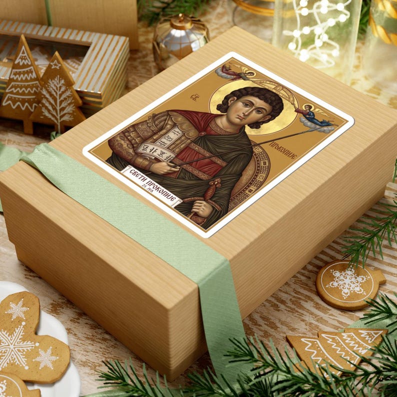 Autocollant icône Sveti Prokopije, Saint Procope Grand-Martyr, Saint guerrier orthodoxe serbe, Prokopijevdan, Pravoslavna Nalepnica, Die-Cut Vi image 9
