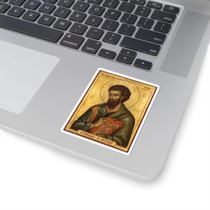 Sveti Apostol Luka Color Icon Sticker, Lukindan, Saint Luke the Evangelist, Serbian Orthodox Saint, Pravoslavna Nalepnica, Die-Cut Vinyl image 2