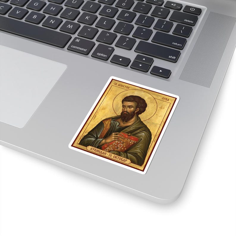 Sveti Apostol Luka Color Icon Sticker, Lukindan, Saint Luke the Evangelist, Serbian Orthodox Saint, Pravoslavna Nalepnica, Die-Cut Vinyl image 2