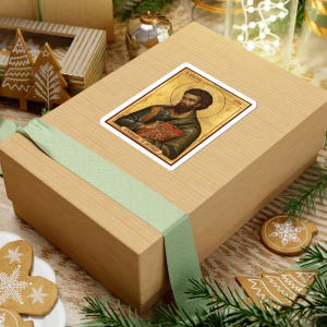 Sveti Apostol Luka Color Icon Sticker, Lukindan, Saint Luke the Evangelist, Serbian Orthodox Saint, Pravoslavna Nalepnica, Die-Cut Vinyl image 6