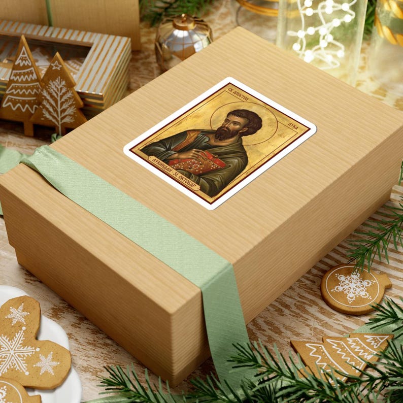 Sveti Apostol Luka Color Icon Sticker, Lukindan, Saint Luke the Evangelist, Serbian Orthodox Saint, Pravoslavna Nalepnica, Die-Cut Vinyl image 6