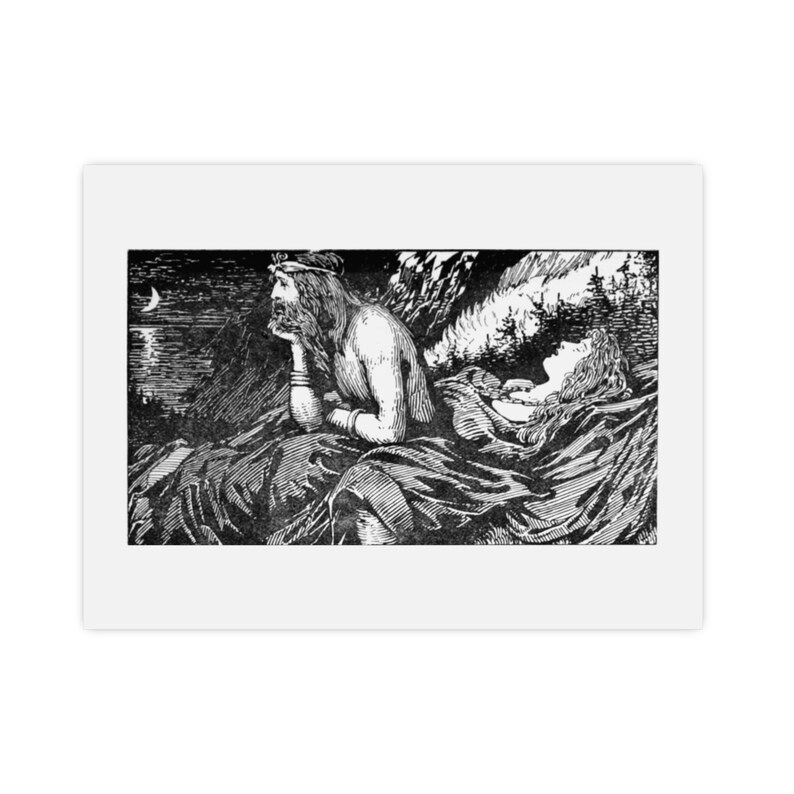 Le désir de mer de Njörd (1908) par W. G. Collingwood — Estampe ancienne de 1908, affiche mate de qualité muséale, gravure murale vintage image 4