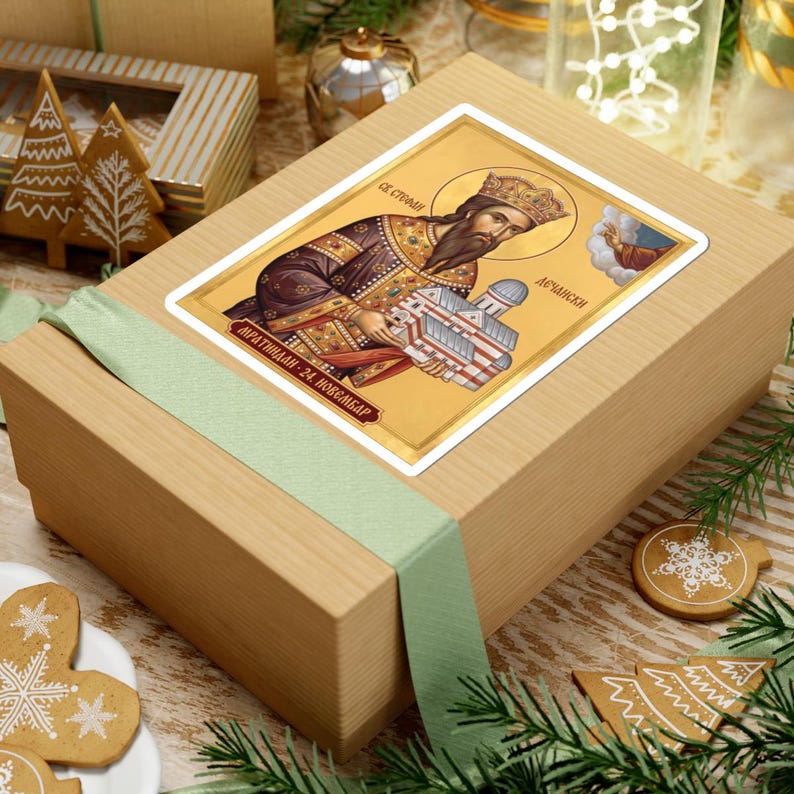 Sveti Stefan Dečanski Color Icon Sticker, Mratindan, Serbian Orthodox Saint King, Stefan of Dečani, Pravoslavna Nalepnica, Die-Cut Vinyl Dec image 9