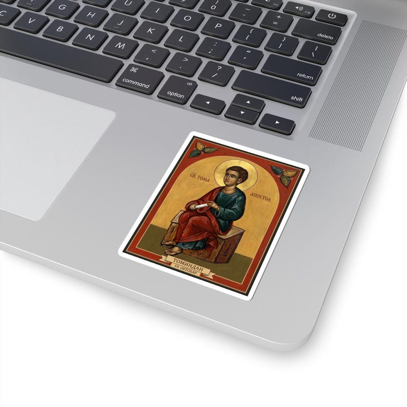 Sveti Apostol Toma Color Icon Sticker, Tomindan, Saint Thomas the Apostle, Serbian Orthodox Saint, Pravoslavna Nalepnica, Die-Cut Vinyl image 2