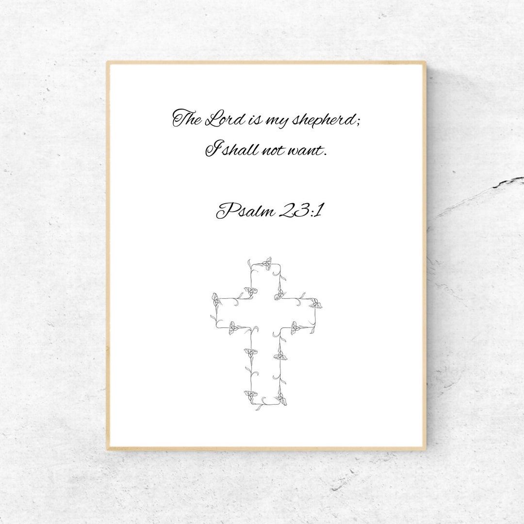 PSALM 23:1, Bible Verse Printable, Faith Motivational Print, Reflection ...