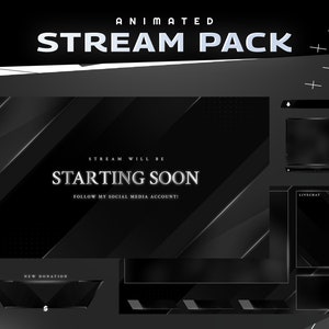 Graphite Animated Stream Package - Twitch Overlay Graphic/Gamer/Simple Futuristic Modern Design/Dark Theme/Seamless Animation/Geometric Line