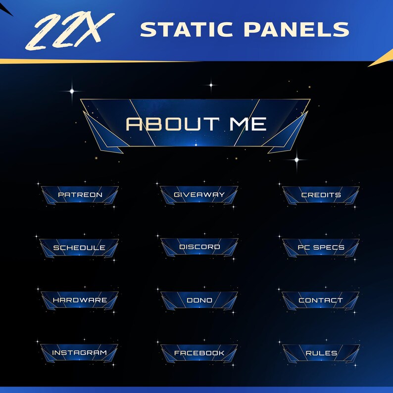 Animated Elegant Blue Gold Space Stream Overlay: Luxury Royal Theme for ...
