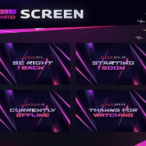 Phantasm Animated Screen Package - Twitch Graphic Overlay/Gamer/Futuristic Modern Design/Pink Neon/Seamless Animation/Spike Trapped
