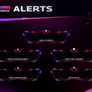 Quiescence Animated Stream Alert - Twitch Graphic Overlay/Futuristic Modern Design/Simple Pink Neon/Seamless Animation/Graphic Accent