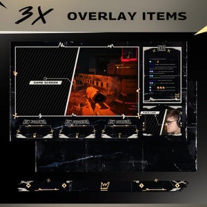 Dark Grunge Animated Stream Overlay Pack | Vintage Paper Twitch YouTube Alerts Panels OBS&Streamlabs image 3