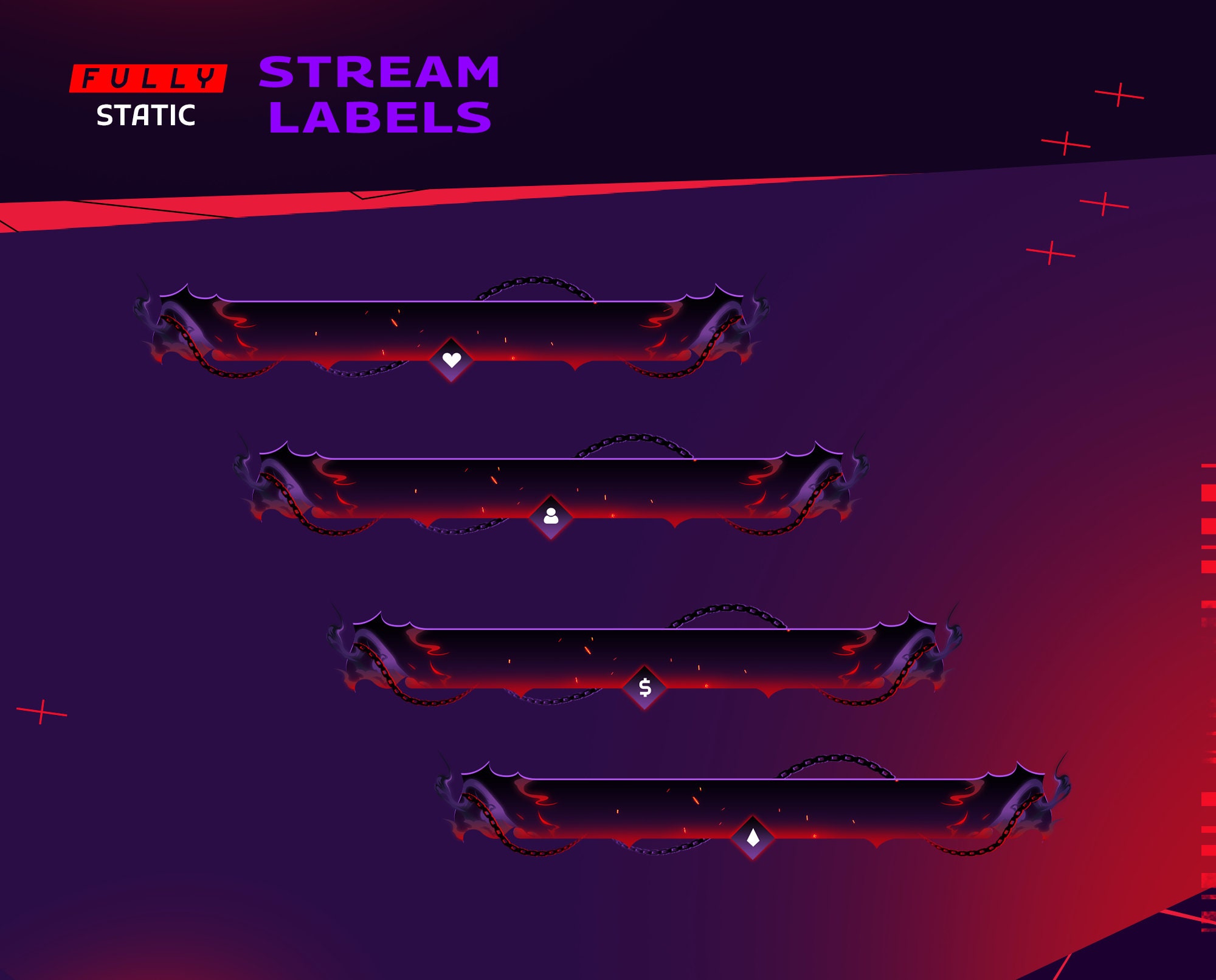 Fire Smoke Animated Twitch Overlay Package Bundle/blaze Theme/horror
